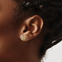 14K w/White Rhodium Polished Intertwined Hearts Post Earrings-TE904