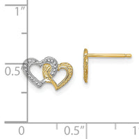 14K w/White Rhodium Polished Intertwined Hearts Post Earrings-TE904