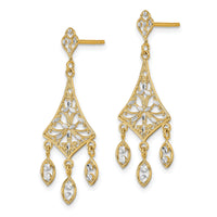14K w/Rhodium Filigree D/C Chandelier Dangle Earrings-TE905