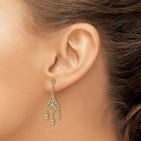 14K w/Rhodium Filigree D/C Chandelier Dangle Earrings-TE905