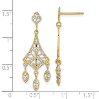 14K w/Rhodium Filigree D/C Chandelier Dangle Earrings-TE905