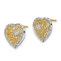 14k w/ RH Filigree Heart Post Earrings-TE906