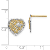 14k w/ RH Filigree Heart Post Earrings-TE906