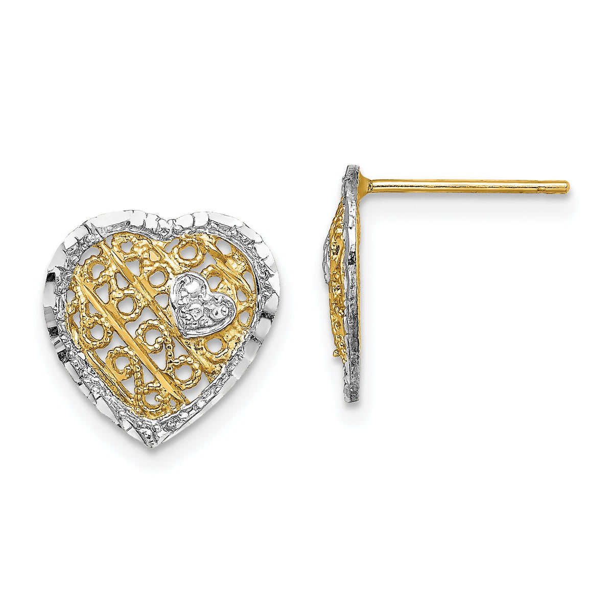 14k w/ RH Filigree Heart Post Earrings-TE906