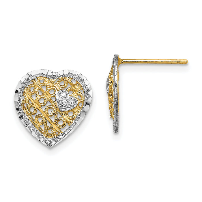 14k w/ RH Filigree Heart Post Earrings-TE906
