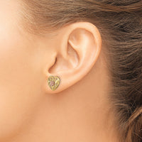 14K Two-tone Polished Floral in Heart Post Earrings-TE907