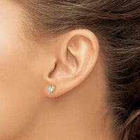 14k w/ Rhodium D/C Heart Post Earrings-TE910