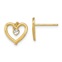 14k w/ Rhodium D/C Heart Post Earrings-TE912
