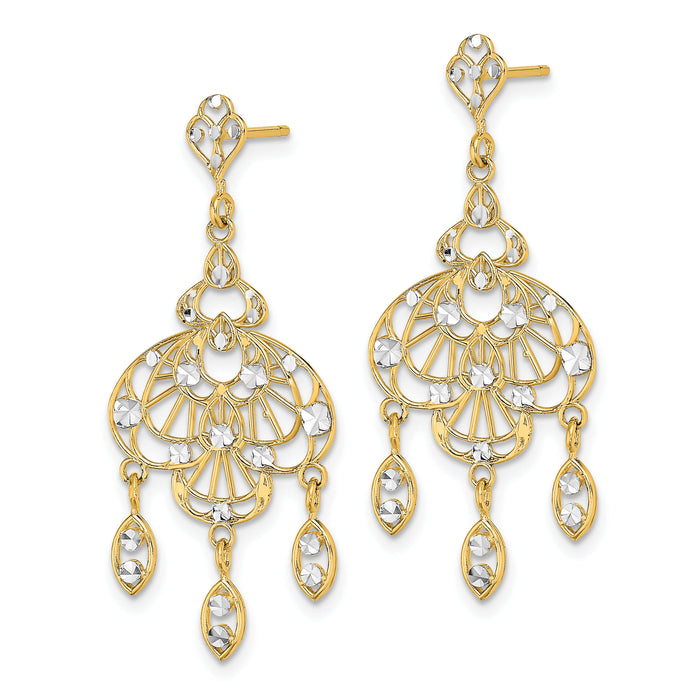 14K w/Rhodium D/C Chandelier Fancy Earrings-TE928