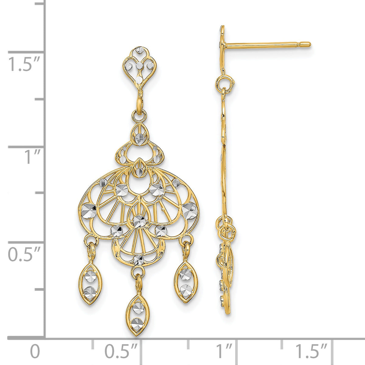 14K w/Rhodium D/C Chandelier Fancy Earrings-TE928