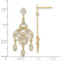 14K w/Rhodium D/C Chandelier Fancy Earrings-TE928