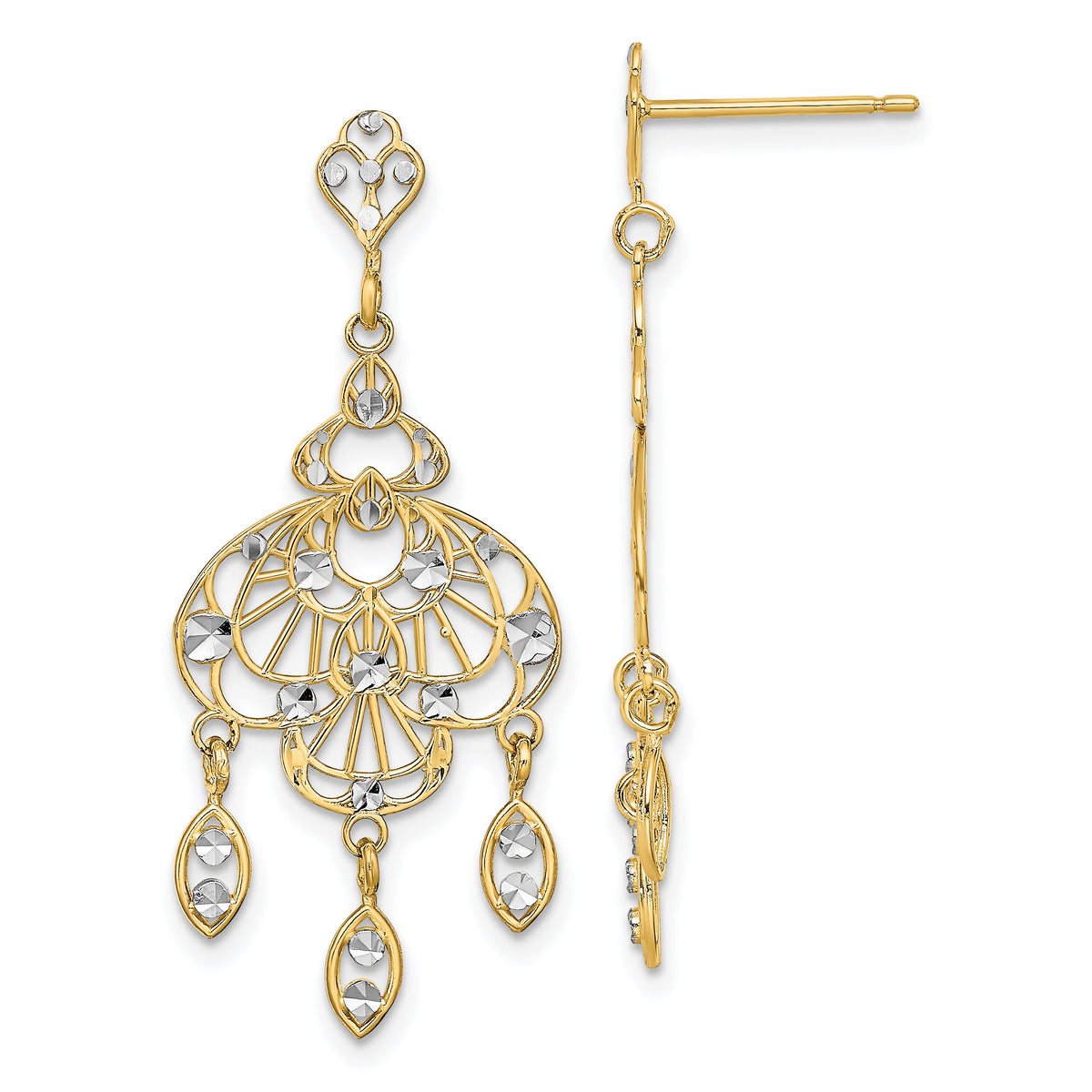14K w/Rhodium D/C Chandelier Fancy Earrings-TE928