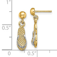 14K and Rhodium Flip Flop Post Dangle Earrings-TE931