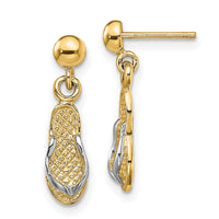 14K and Rhodium Flip Flop Post Dangle Earrings-TE931