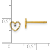 14k w/ Rhodium D/C Heart Post Earrings-TE932