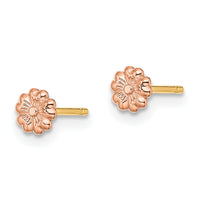 14k Rose Gold with Yellow Gold Post Flower Post Earrings-TE942R