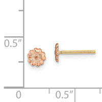 14k Rose Gold with Yellow Gold Post Flower Post Earrings-TE942R