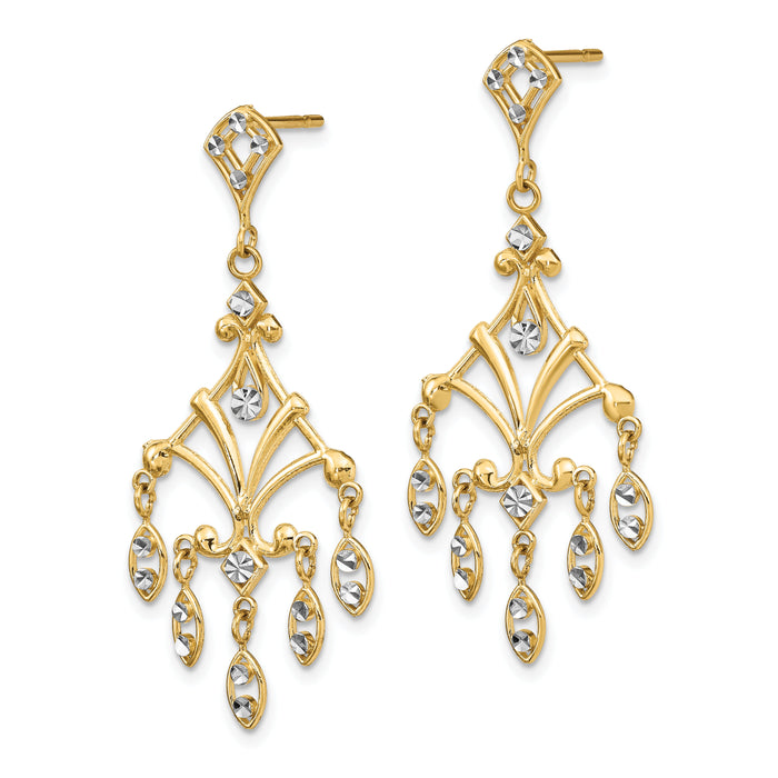 14K w/Rhodium D/C Chandelier Style Dangle Earrings-TE958