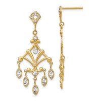 14K w/Rhodium D/C Chandelier Style Dangle Earrings-TE958