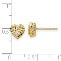 14k Polished Diamond-cut Heart Post Earrings-TE961