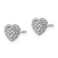 14k White Polished Diamond-cut Heart Post Earrings-TE962