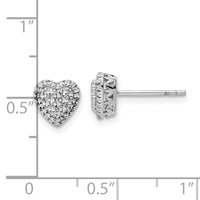 14k White Polished Diamond-cut Heart Post Earrings-TE962