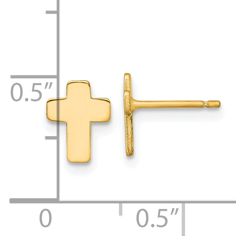 14k Gold Polished Cross Post Earrings-TE977