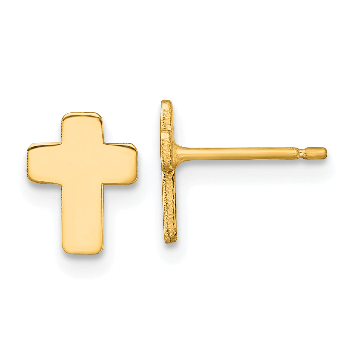 14k Gold Polished Cross Post Earrings-TE977