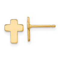 14k Gold Polished Cross Post Earrings-TE977