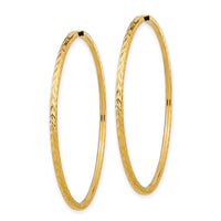 14k 1.35mm Diamond-cut Square Tube Endless Hoop Earrings-TF1000