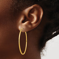 14k 1.35mm Diamond-cut Square Tube Endless Hoop Earrings-TF1000
