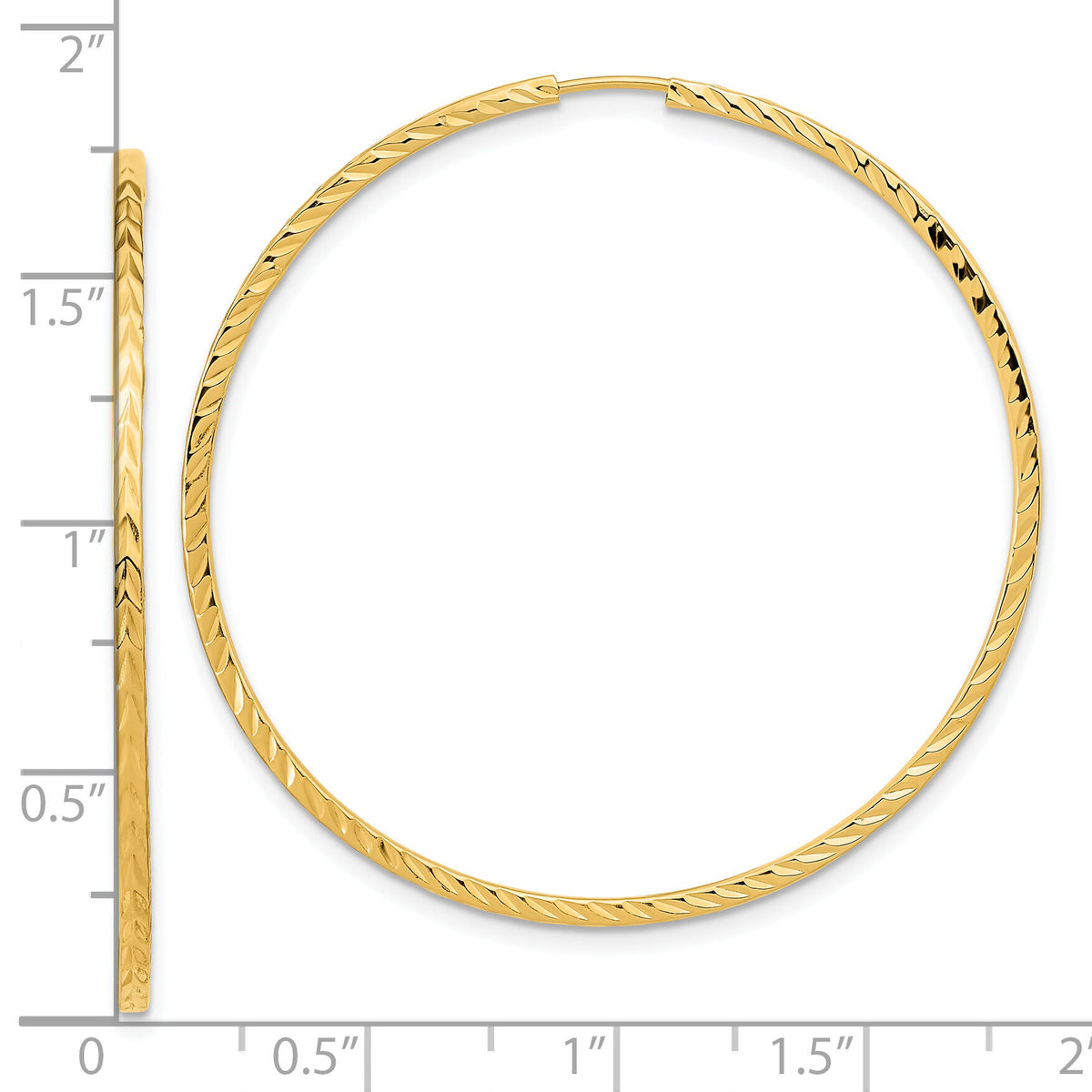 14k 1.35mm Diamond-cut Square Tube Endless Hoop Earrings-TF1000