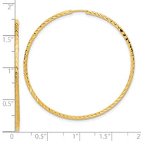 14k 1.35mm Diamond-cut Square Tube Endless Hoop Earrings-TF1000