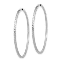 14k White Gold 1.35mm Diamond-cut Square Tube Endless Hoop Earrings-TF1000W