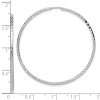14k White Gold 1.35mm Diamond-cut Square Tube Endless Hoop Earrings-TF1000W