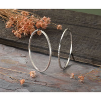 14k White Gold 1.35mm Diamond-cut Square Tube Endless Hoop Earrings-TF1000W