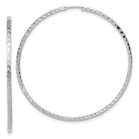 14k White Gold 1.35mm Diamond-cut Square Tube Endless Hoop Earrings-TF1000W
