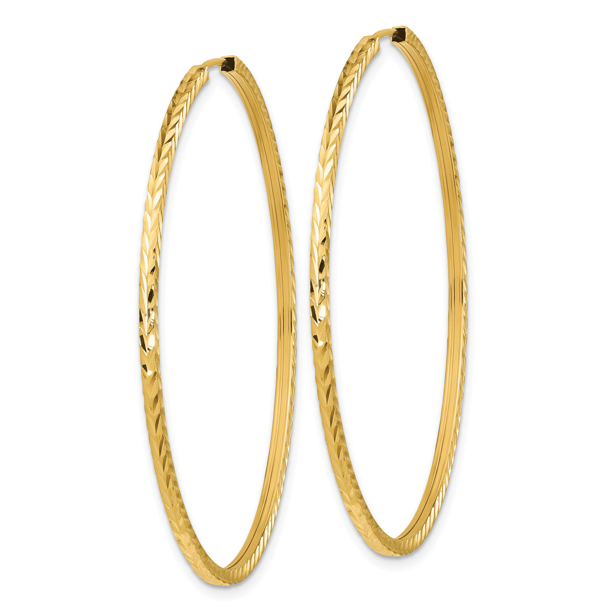 14k 1.35mm Diamond-cut Square Tube Endless Hoop Earrings-TF1001