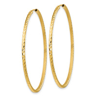 14k 1.35mm Diamond-cut Square Tube Endless Hoop Earrings-TF1001