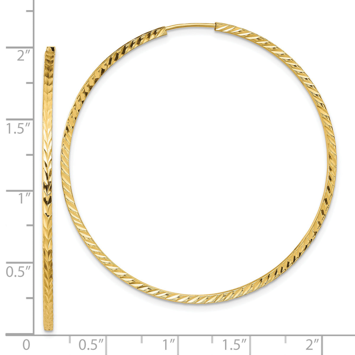14k 1.35mm Diamond-cut Square Tube Endless Hoop Earrings-TF1001