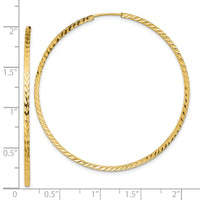 14k 1.35mm Diamond-cut Square Tube Endless Hoop Earrings-TF1001