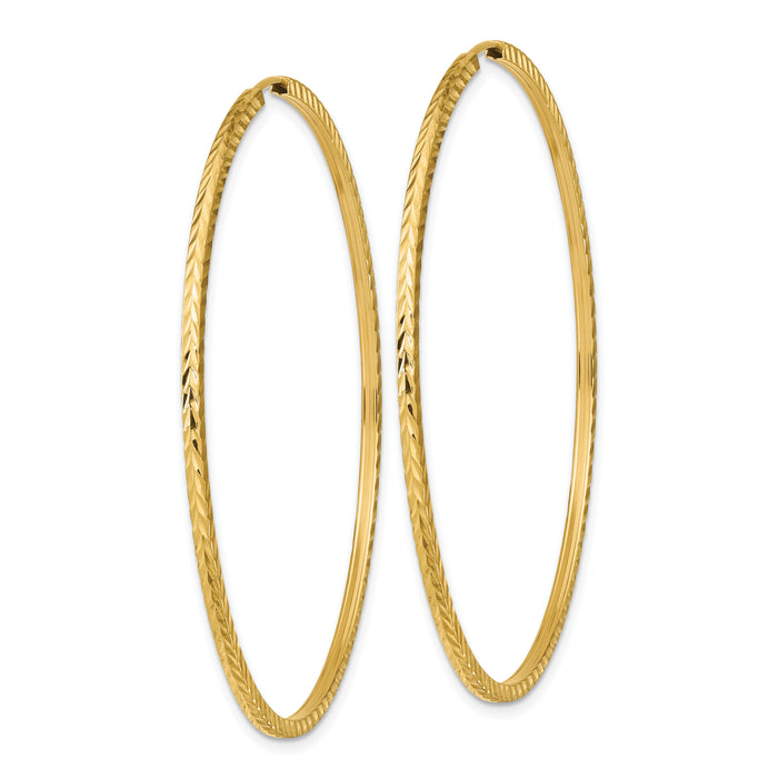 14k 1.35mm Diamond-cut Square Tube Endless Hoop Earrings-TF1002