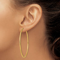 14k 1.35mm Diamond-cut Square Tube Endless Hoop Earrings-TF1002