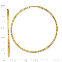 14k 1.35mm Diamond-cut Square Tube Endless Hoop Earrings-TF1002
