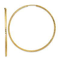 14k 1.35mm Diamond-cut Square Tube Endless Hoop Earrings-TF1002
