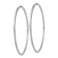 14k White Gold 1.35mm Diamond-cut Square Tube Endless Hoop Earrings-TF1002W