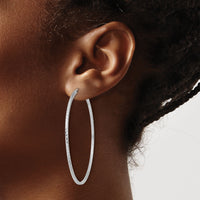 14k White Gold 1.35mm Diamond-cut Square Tube Endless Hoop Earrings-TF1002W