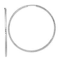 14k White Gold 1.35mm Diamond-cut Square Tube Endless Hoop Earrings-TF1002W