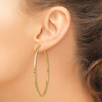 14k 1.35mm Diamond-cut Square Tube Endless Hoop Earrings-TF1003