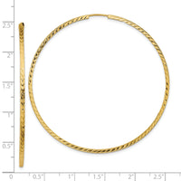 14k 1.35mm Diamond-cut Square Tube Endless Hoop Earrings-TF1003
